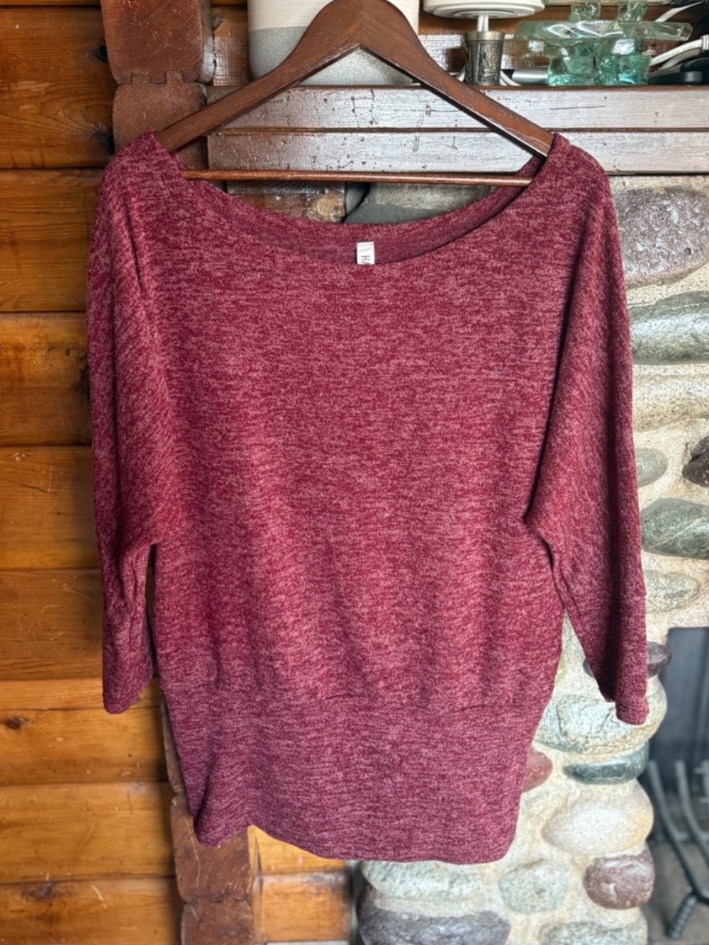 Haute Fox 3X Burgundy Marled Dolman Sweater Top Plus Size Cozy Casual